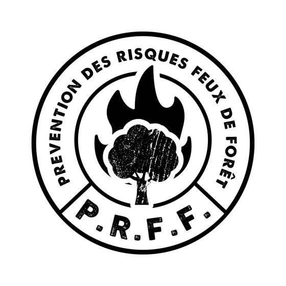 Logo PRFF, prévention des risques feux de forêt noir