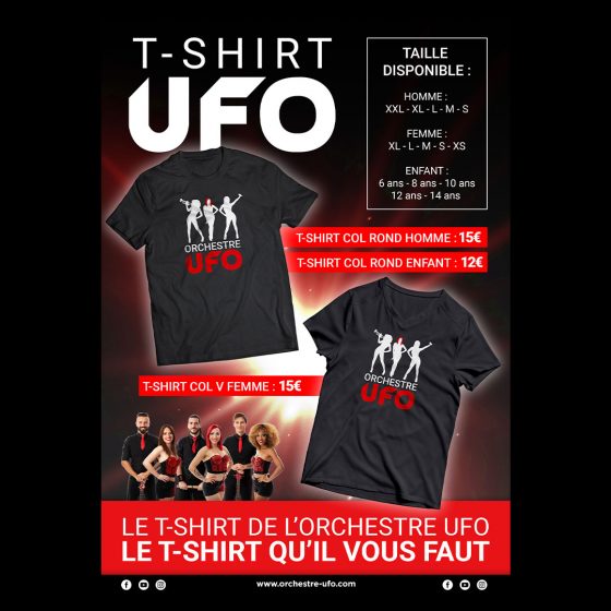 Affiche de vente de t-shirt de l'orchestre UFO