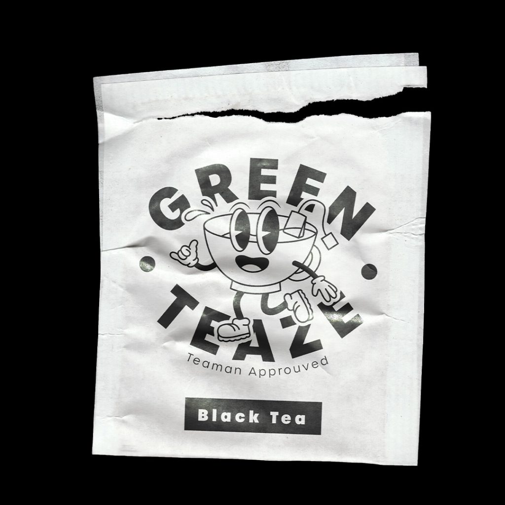 Tea bag mockup scratch