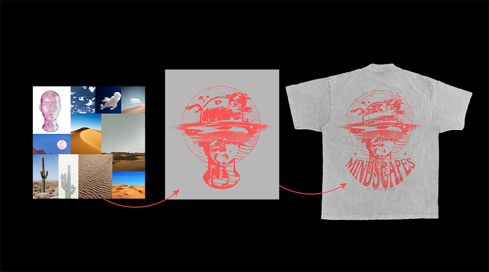 Mindscapes t-shirt effet xerox étapes de création par franck jeannin graphiste