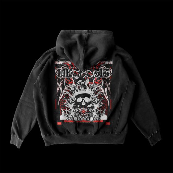 Necrosis design style acid dark sur hoodie noir