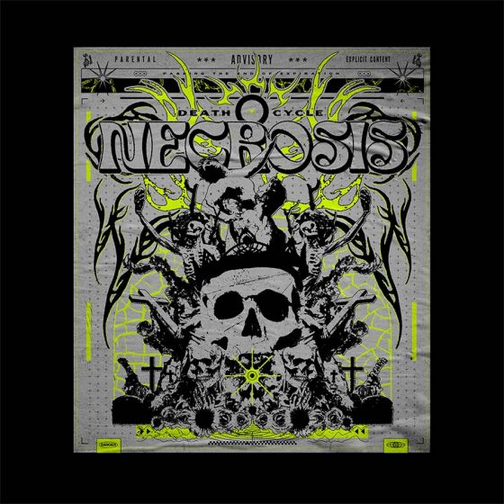 Necrosis poster design style acid dark couleur jaune