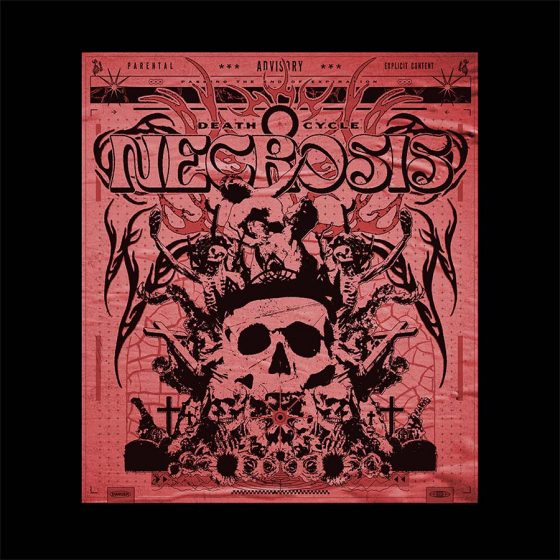 Necrosis poster design acid dark rouge monochrome variante