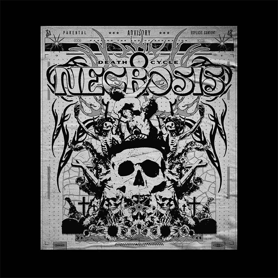Necrosis poster design acid dark noir et blanc monochrome variante
