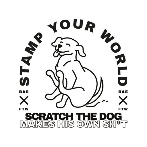 Illustration linogravure Scratch the dog