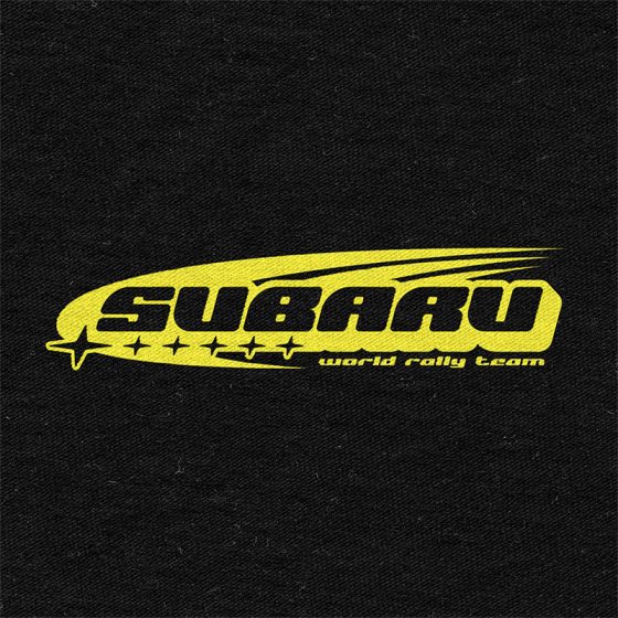 Subaru redesign du logo dans un style Y2K sur textile par franck jeannin graphiste
