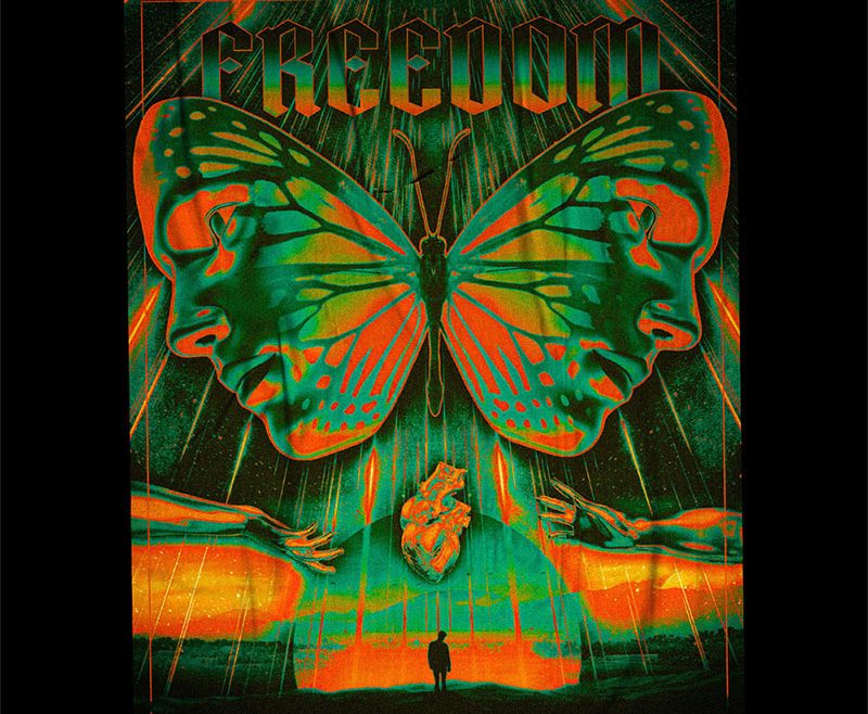 Freedom poster design futuriste