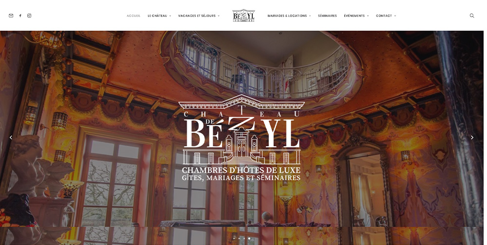 Screen du site web Chateau de Bézyl 1