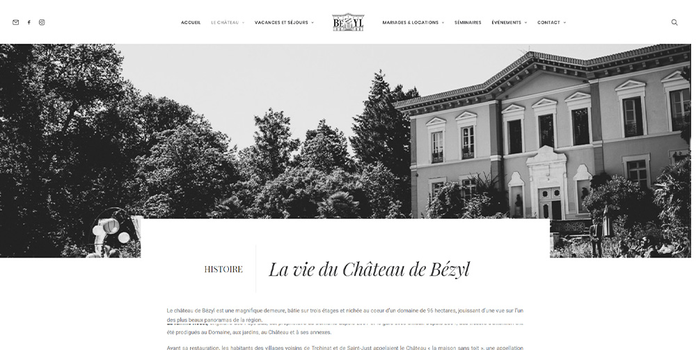 Screen du site web Chateau de Bézyl 2