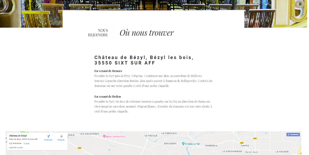 Screen du site web Chateau de Bézyl 3