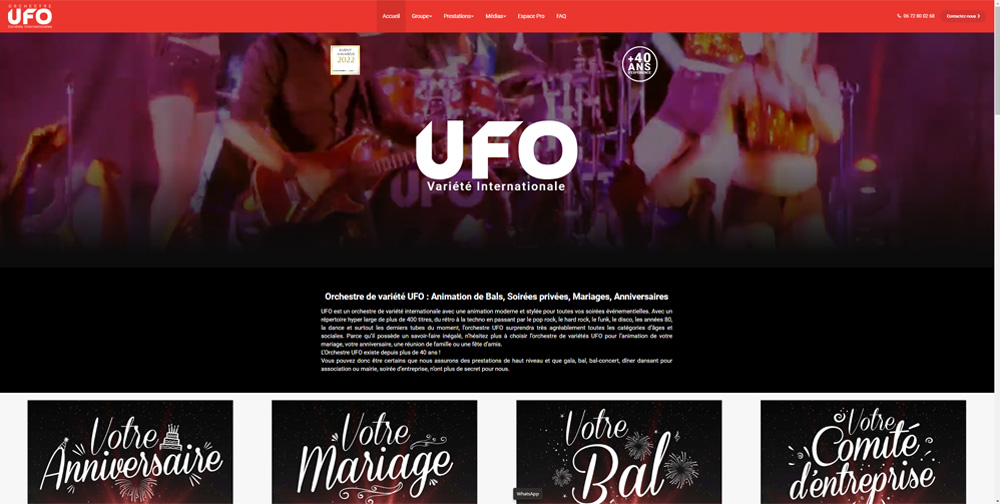 Screen site web du groupe Orchestre UFO