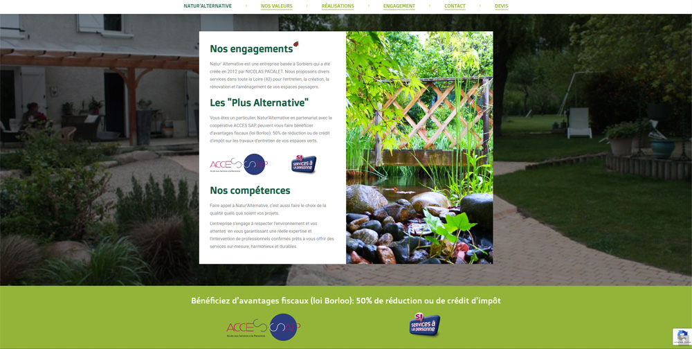 Capture d'écran du site web - natur alternative