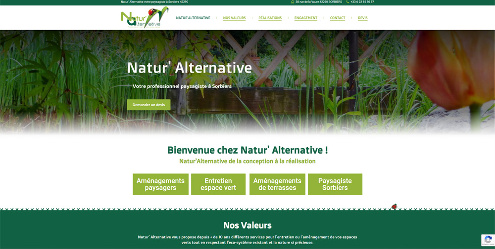 Capture d'écran du site web - natur alternative