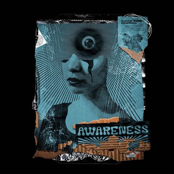 Awareness affiche textures cartonnées bleu