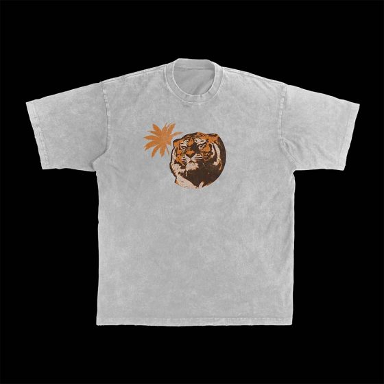 Lay back, relax, and let life flow; T-shirt design Tigre en blanc Avant