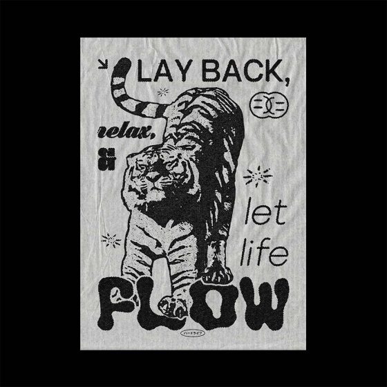 Design d'affiche Lay back, relax, and let life flow noir et blanc