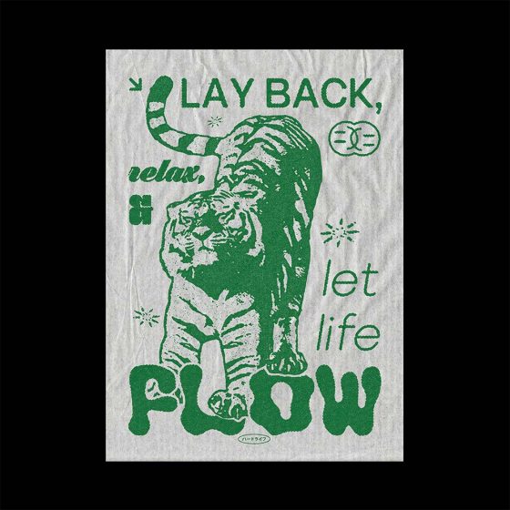 Design d'affiche Lay back, relax, and let life flow vert