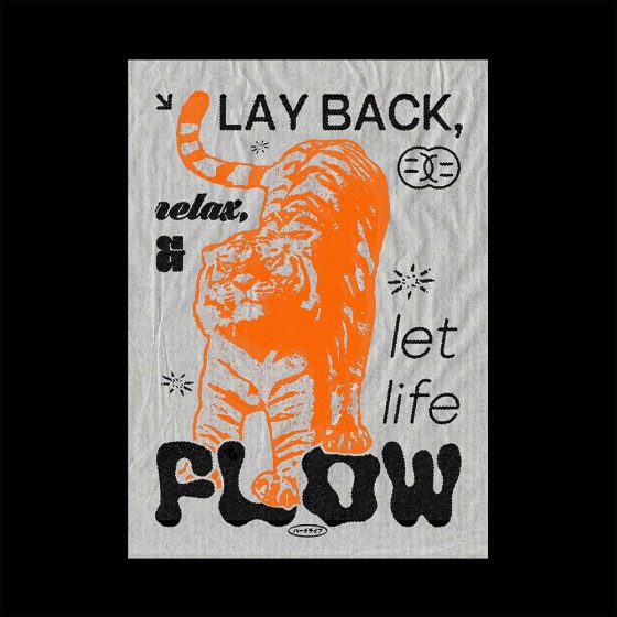 Design d'affiche Lay back, relax, and let life flow bicolor