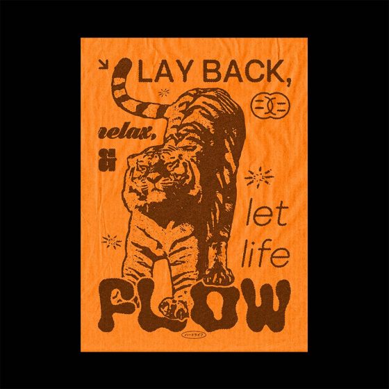 Design d'affiche Lay back, relax, and let life flow orange