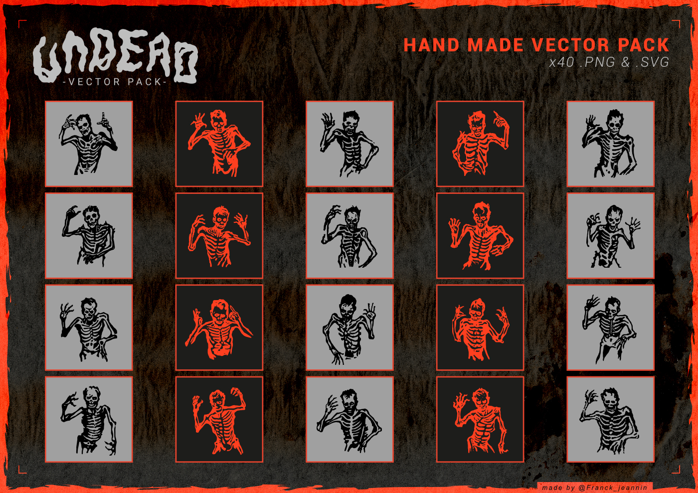 Pack vectoriel de dessins zombies détails 2
