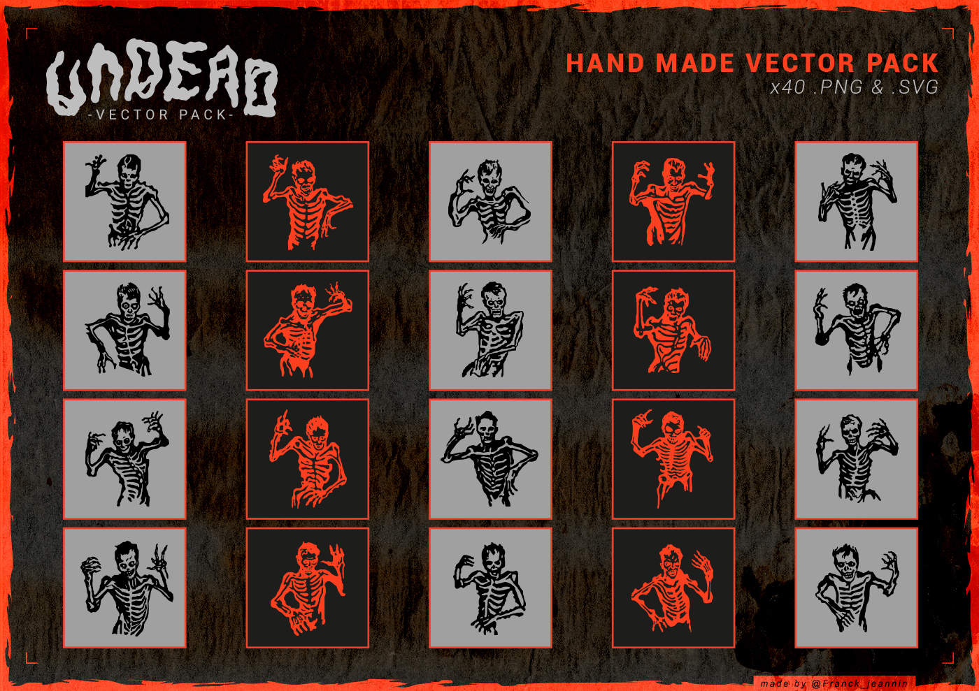 Pack vectoriel de dessins zombies détails