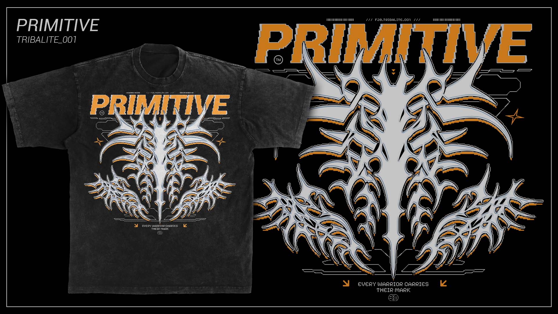 T-shirt Tribal Pixélisé - PRIMITIVE- Noir - Présentation