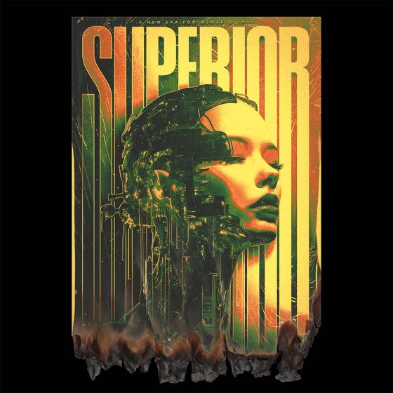 Superior - Cyberpunk poster design effet papier brulé - Variante