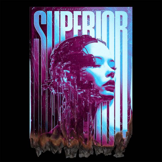 Superior - Cyberpunk poster design effet papier brulé - Variante