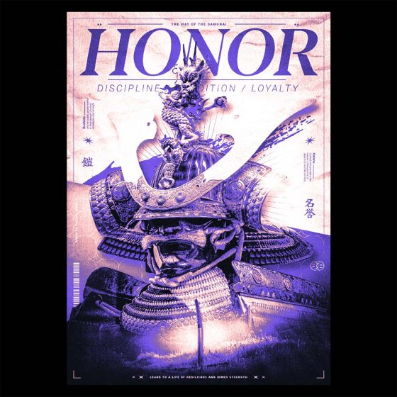 Honor - Samouraï poster design katana - Variante