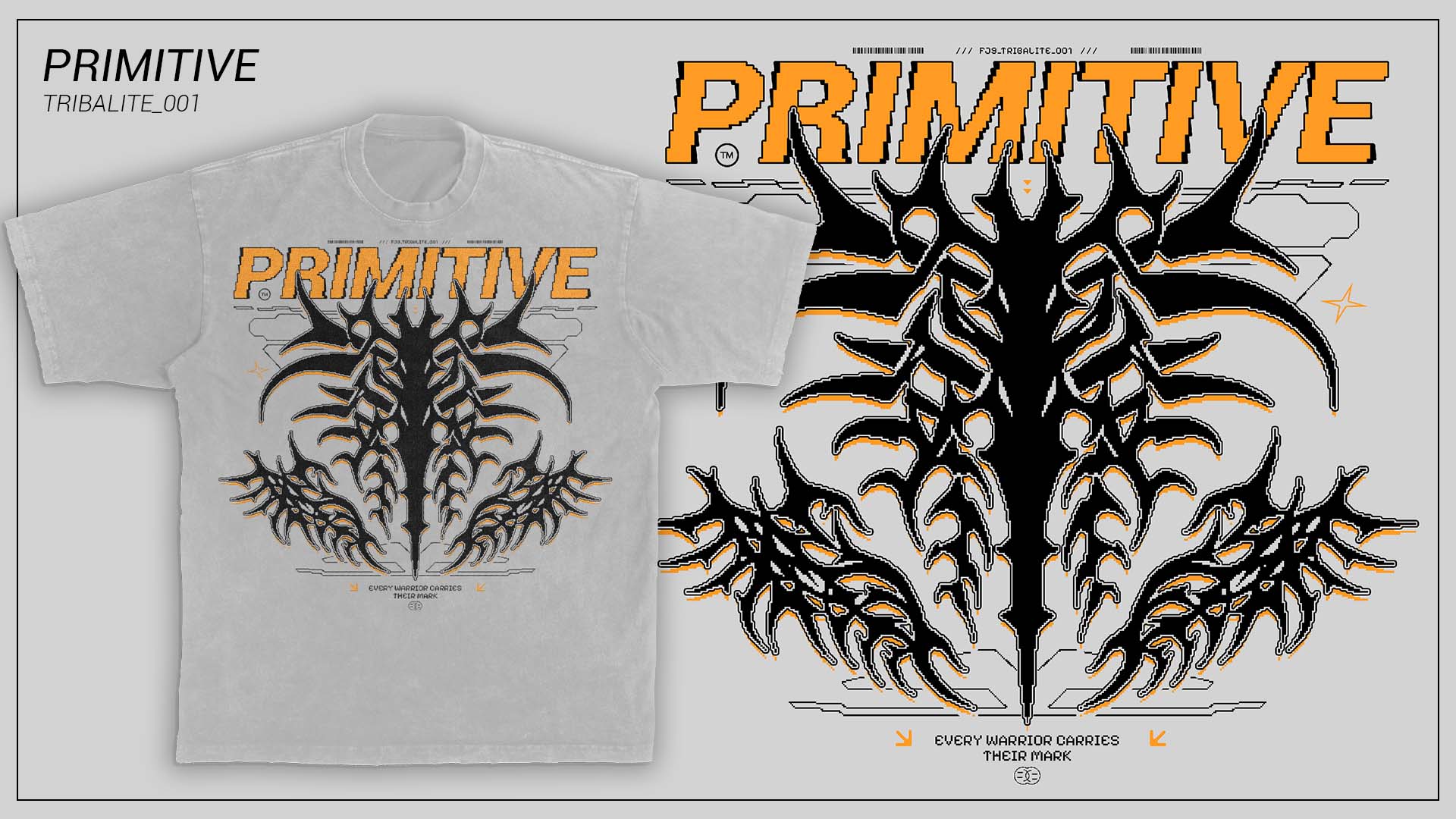 T-shirt Tribal Pixélisé - PRIMITIVE- Blanc - Présentation
