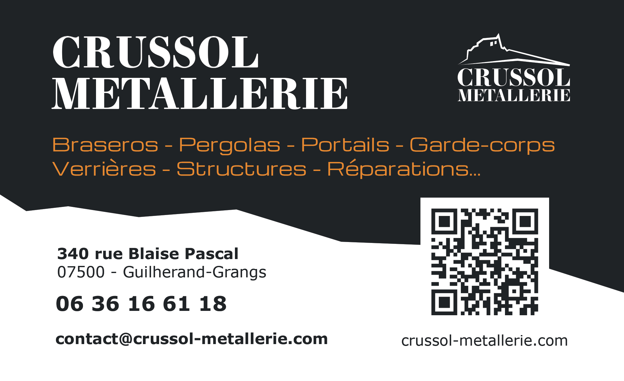 Deuxième face de la carte de visite Crussol Métallerie
