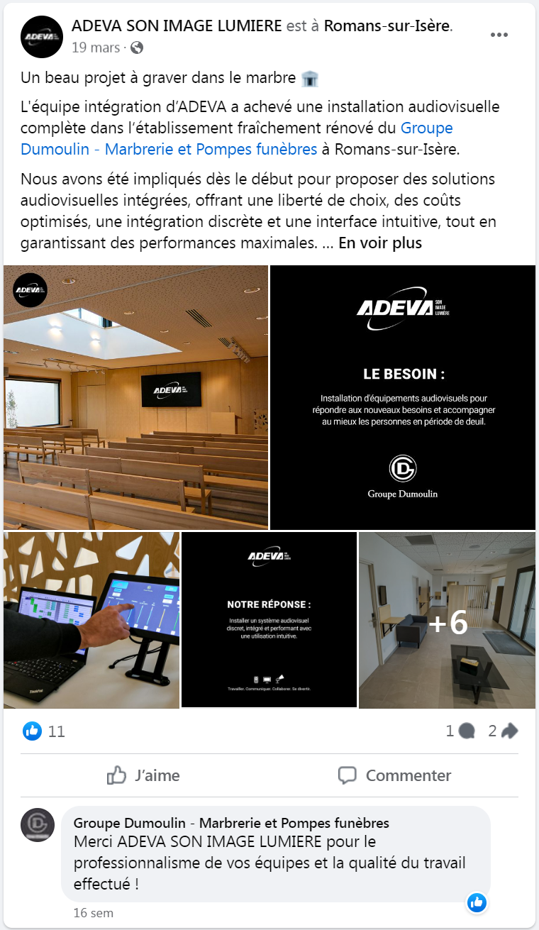 Seconde capture du site web ADEVA
