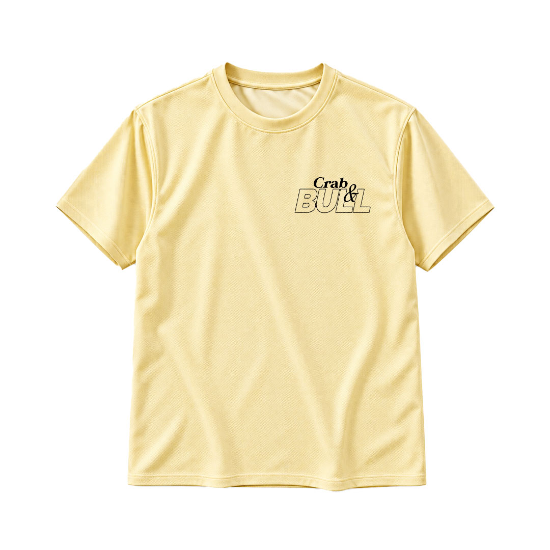 Maquette du t-shirt jaune Crab & Bull vu de face
